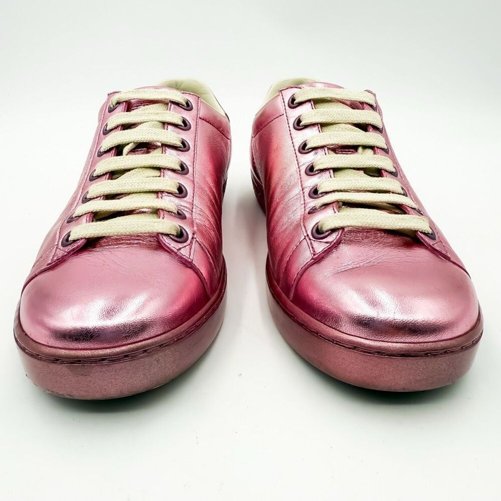 Gucci Ace GG Metallic Pink Sneakers Trainers EU 37 US 7 - Picture 3 of 12
